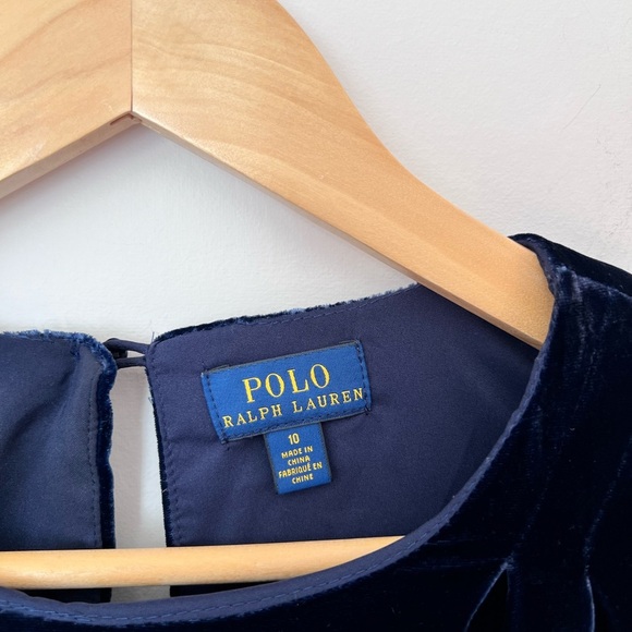 Polo by Ralph Lauren Kids Deep Blue Silk Velvet Dress, Holiday, Hanukkah, Soft - Picture 5 of 7